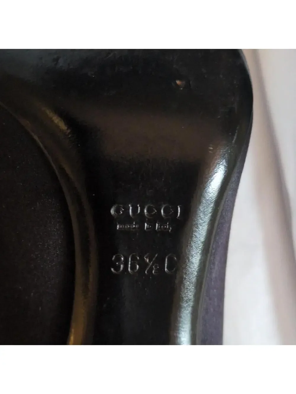 Vintage Gucci Black Rhinestone Buckle Peep Toe Stiletto Satin Pumps 36.5 C/US 7